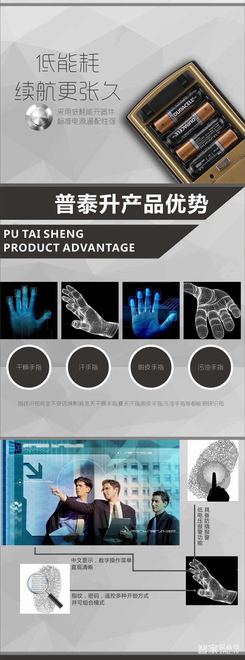 普泰升指紋鎖 家用防盜門鎖 半導(dǎo)體指紋鎖