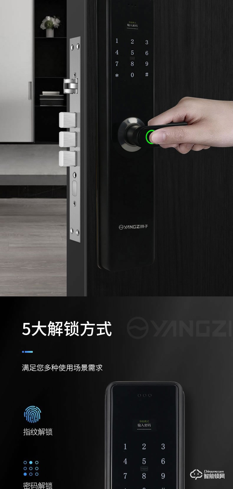 揚(yáng)子智能鎖 T01家用直板半自動智能鎖