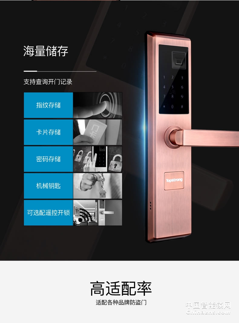 頂固不銹鋼指紋鎖 密碼防盜鎖 電子入戶鎖