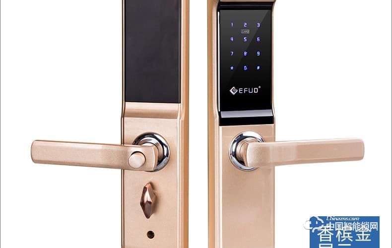 愛而福德指紋鎖 紅古銅密碼智能電子鎖 家用防盜門刷卡門禁鎖