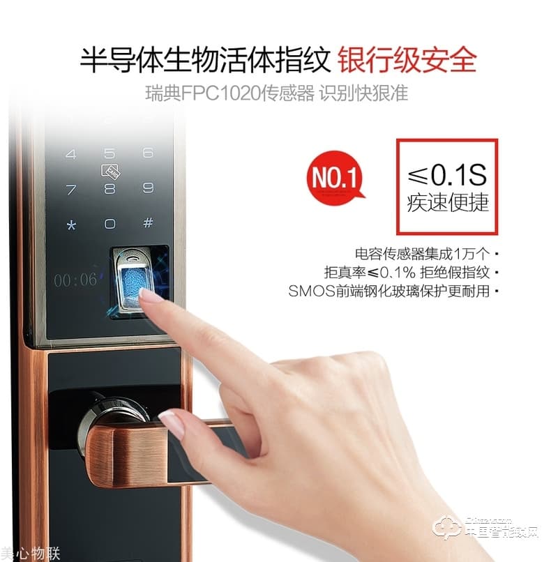 美心物聯(lián)智能鎖 滑蓋指紋密碼鎖 防盜門智能鎖