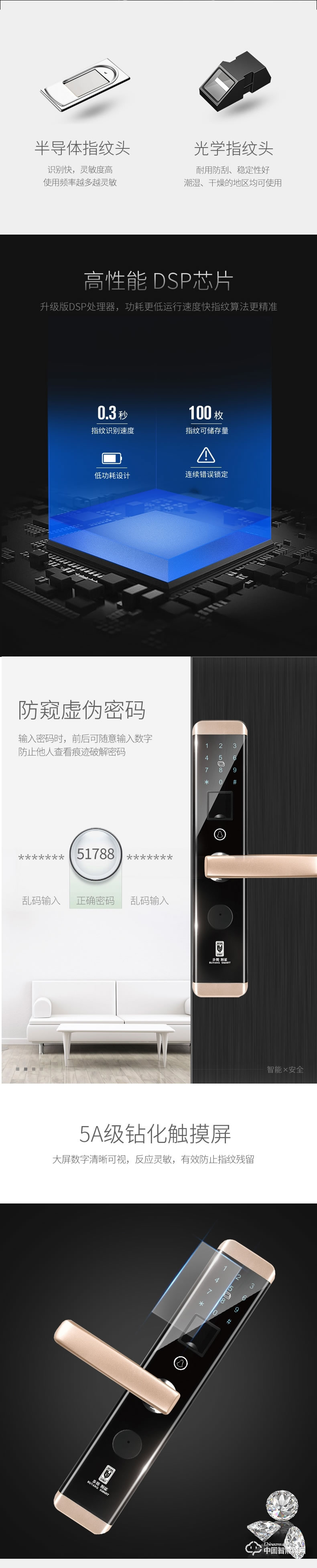 步陽(yáng)指紋鎖 家用防盜門智能鎖BY-ZN02