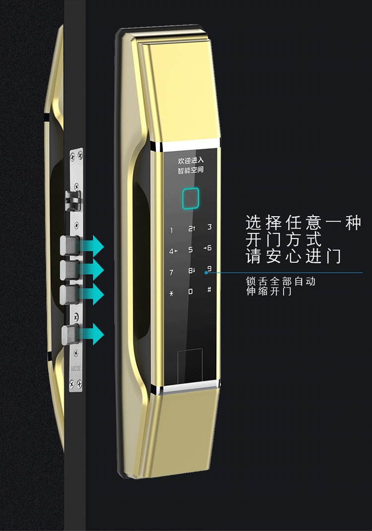 皇家金盾智能鎖 Q1家用智能門(mén)鎖推拉式開(kāi)鎖