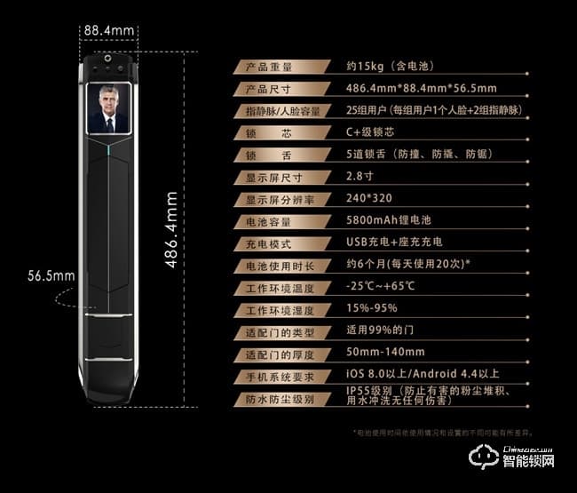 君工智能鎖 指靜脈人臉識別鎖防盜門鎖