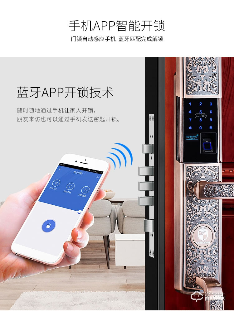 德堡盾指紋鎖 DH777別墅高檔歐式復古密碼鎖