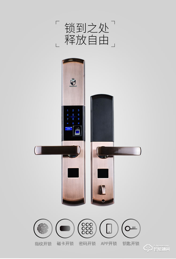 德堡盾指紋鎖 DH773家用防盜門滑蓋智能鎖