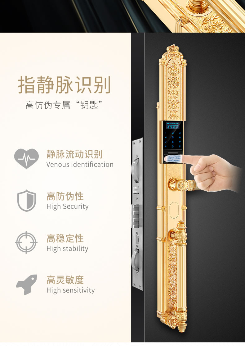 黑龍智能鎖 8848指靜脈豪華別墅智能密碼鎖電子門(mén)鎖