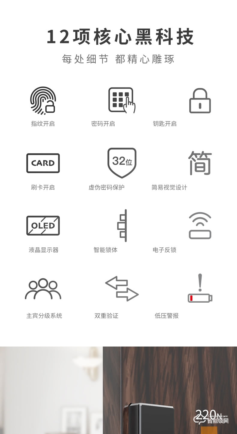 VOC智能鎖 VL8家用防盜門磁卡鎖電子密碼鎖門鎖
