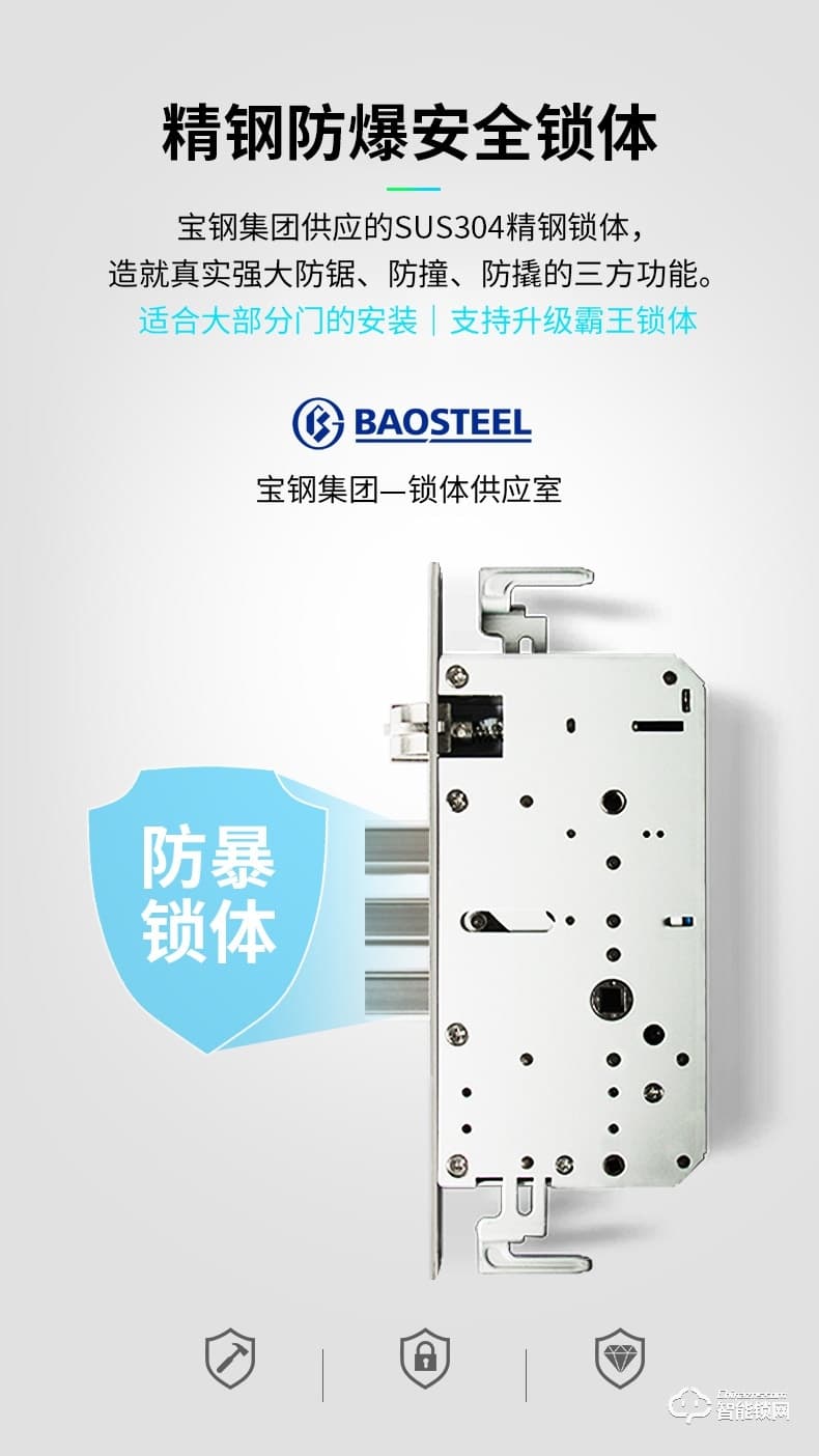 VOC智能鎖 V7703F滑蓋家用防盜門智能鎖電子鎖