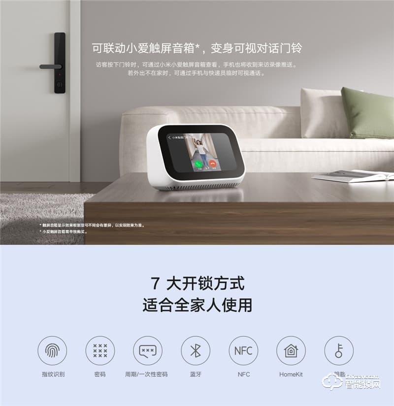 小米智能門鎖 Pro碳素黑 高清超廣角攝像頭