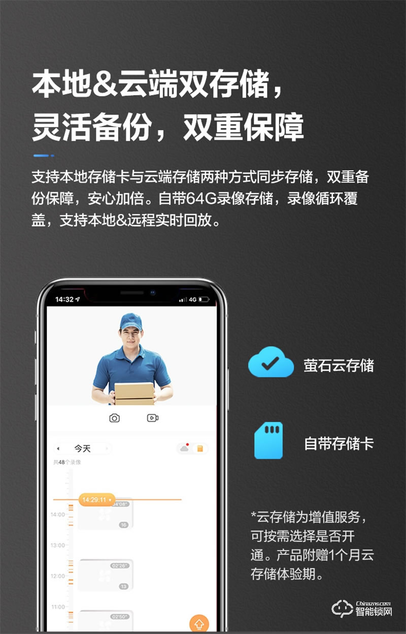 螢石31VS推拉指紋密碼鎖 智能視頻鎖自帶貓眼