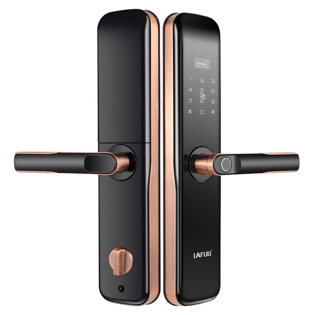 朗菲智能鎖 家用防盜門免開(kāi)孔入戶門電子鎖