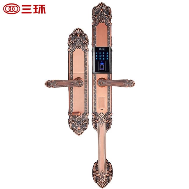 三環(huán)指紋鎖 歐式復(fù)古別墅大門密碼鎖 雙開門電子鎖